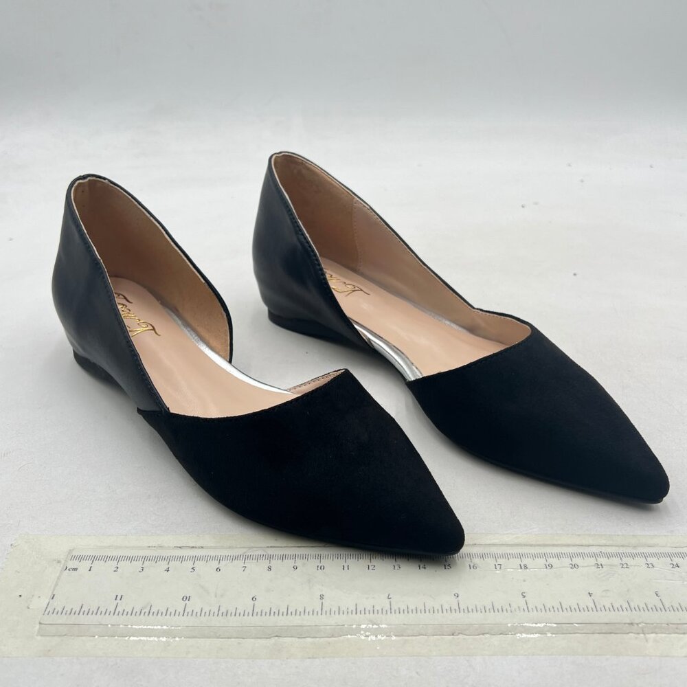 Fowt Black Suede Leather Patchwork Two-Toned Half… - image 4